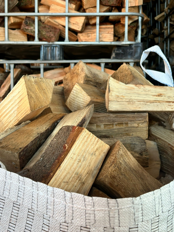 Close up of a Bulk Bag of Firewood Logs